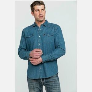Levi's Men's Denim Long Sleeve Western Shirt BLUE 3LYLW2262  size Large